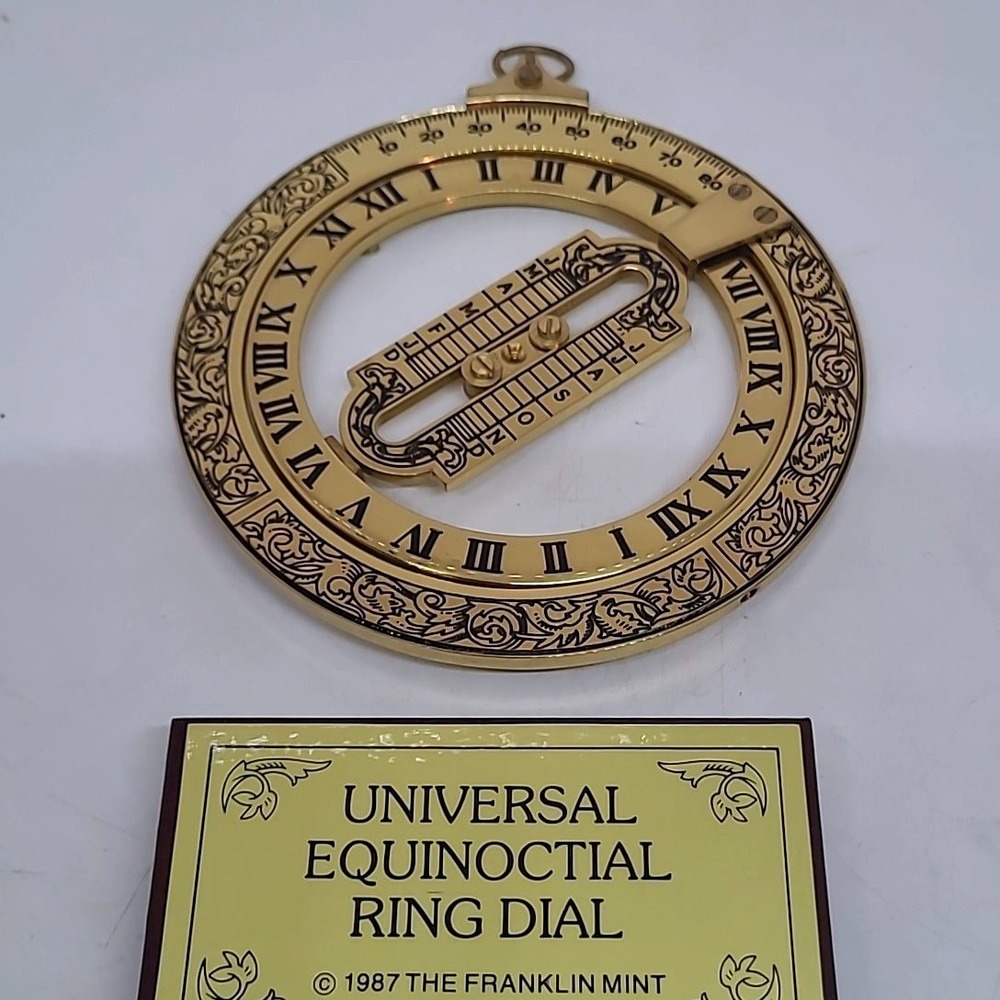 Vintage Franklin Mint Equinoctial Universal Ring Dial Sundial‎ Brass Nautical